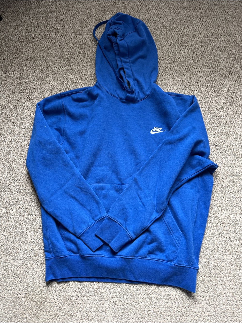 Nike Men's Blue Hoodie with White Swoosh